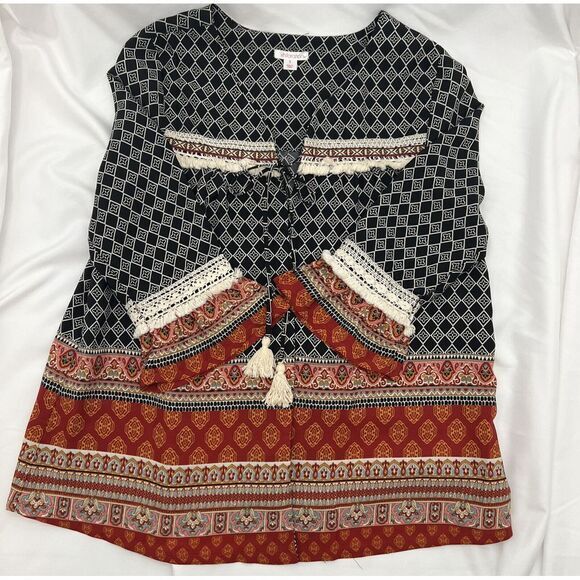 Xhilaration Women's Size Small Open Front Tassel Tie Multi-Color Bohemian Style‎ - Picture 6 of 8